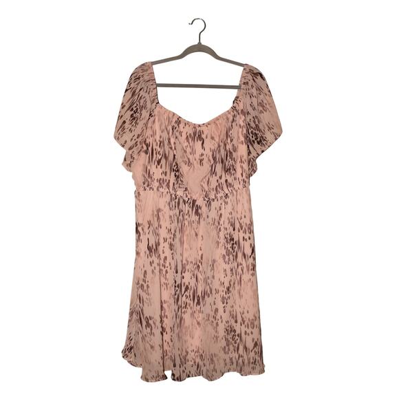 TORRID $65 Abstract Mini Chiffon Off-Shoulder Skater Dress Light Pink 3 / 3X - Picture 1 of 3